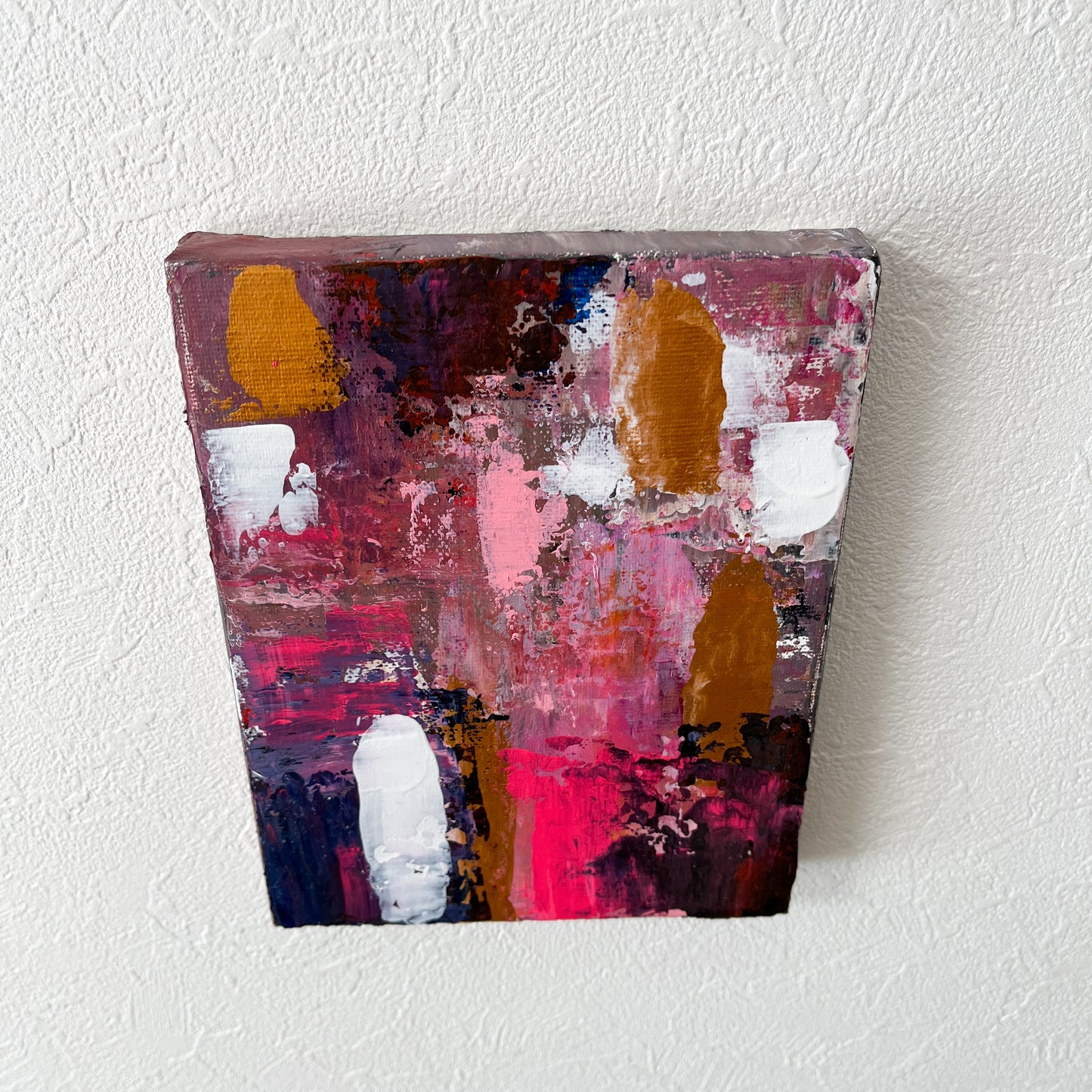 深みのあるピンクの抽象画 0号アクリル画 「桜紅」 | Abstract Acrylic Painting Pink "Sakurabeni"