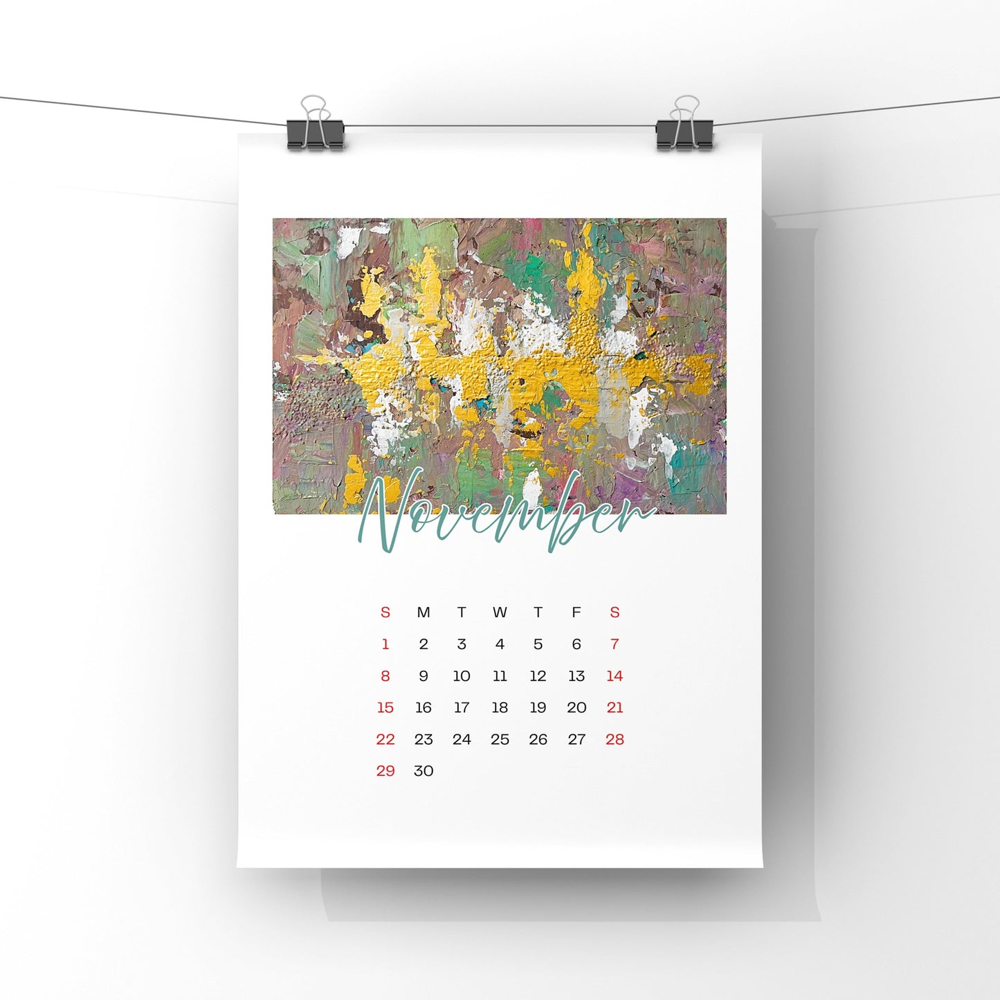 Digital Download Yuka Artworks 2026 Original Calendar (A4 Print / High Resolution PDF / 3 Pages)