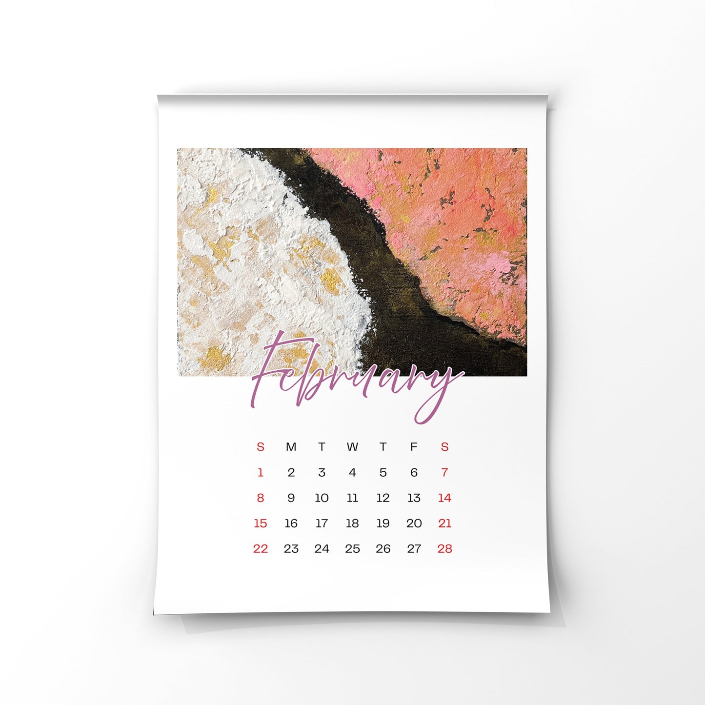 Digital Download Yuka Artworks 2026 Original Calendar (A4 Print / High Resolution PDF / 3 Pages)