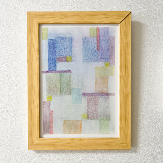 「夢の色片」#02 水彩 パステル A4サイズ ケント紙 額装済み