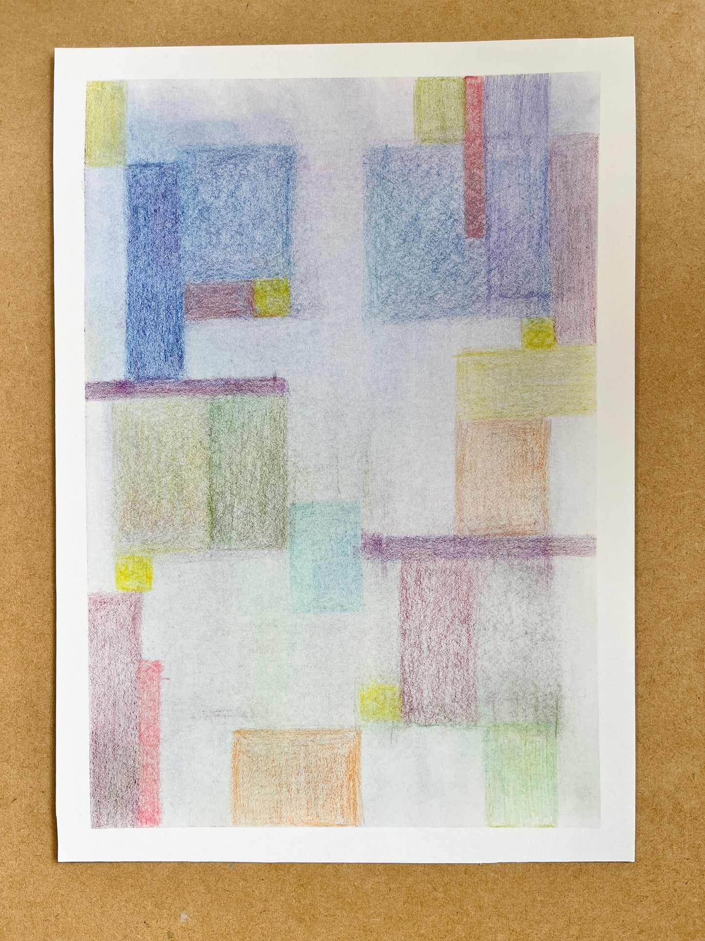 「夢の色片」#02 水彩 パステル A4サイズ ケント紙 額装済み