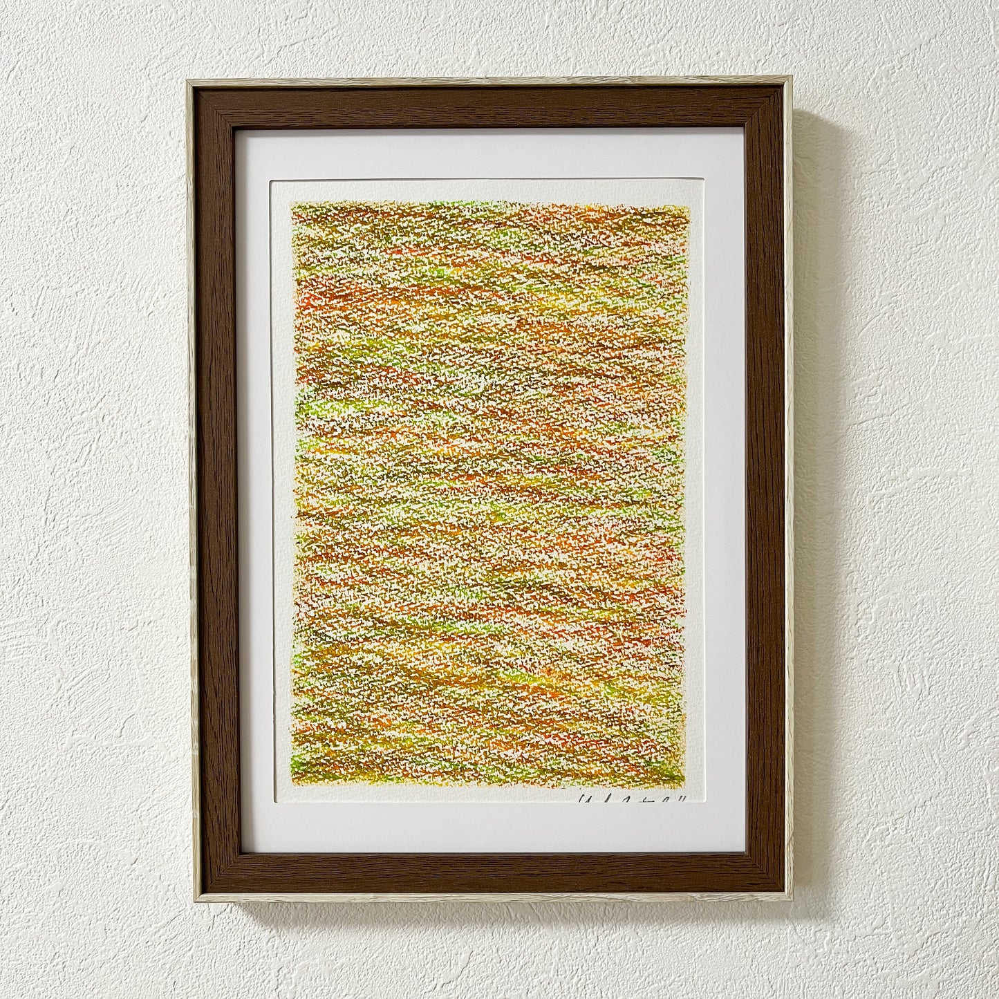 「メランジの世界#02  黄色」オイルパステル 抽象画 B5サイズ