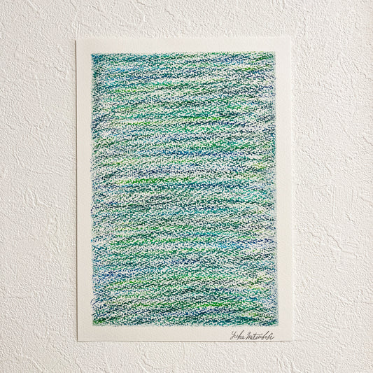 「メランジの世界#04  アクアマリン」オイルパステル 抽象画 B5サイズ