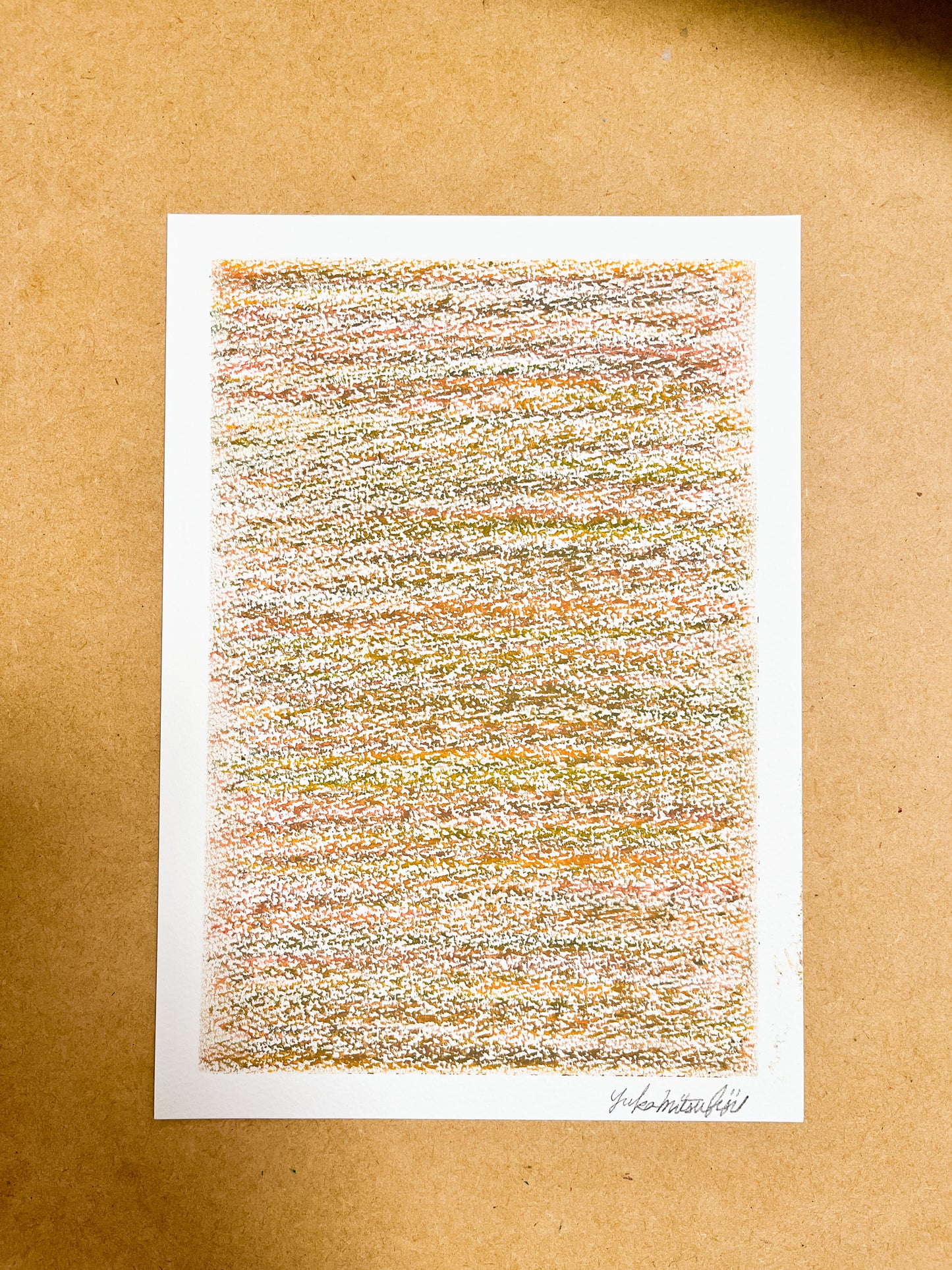 「メランジの世界#05  ほっこり」オイルパステル 抽象画 B5サイズ