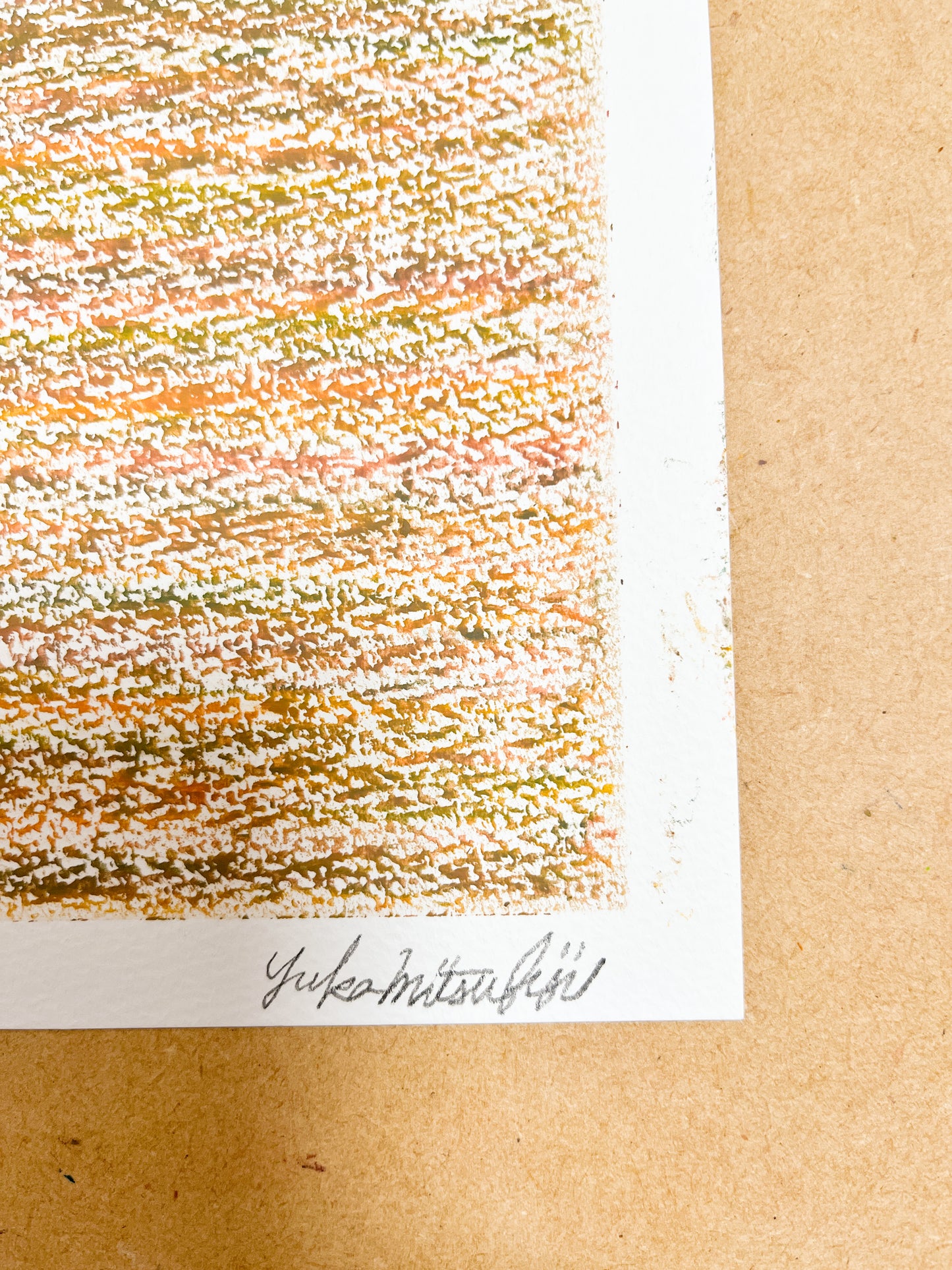 「メランジの世界#05  ほっこり」オイルパステル 抽象画 B5サイズ