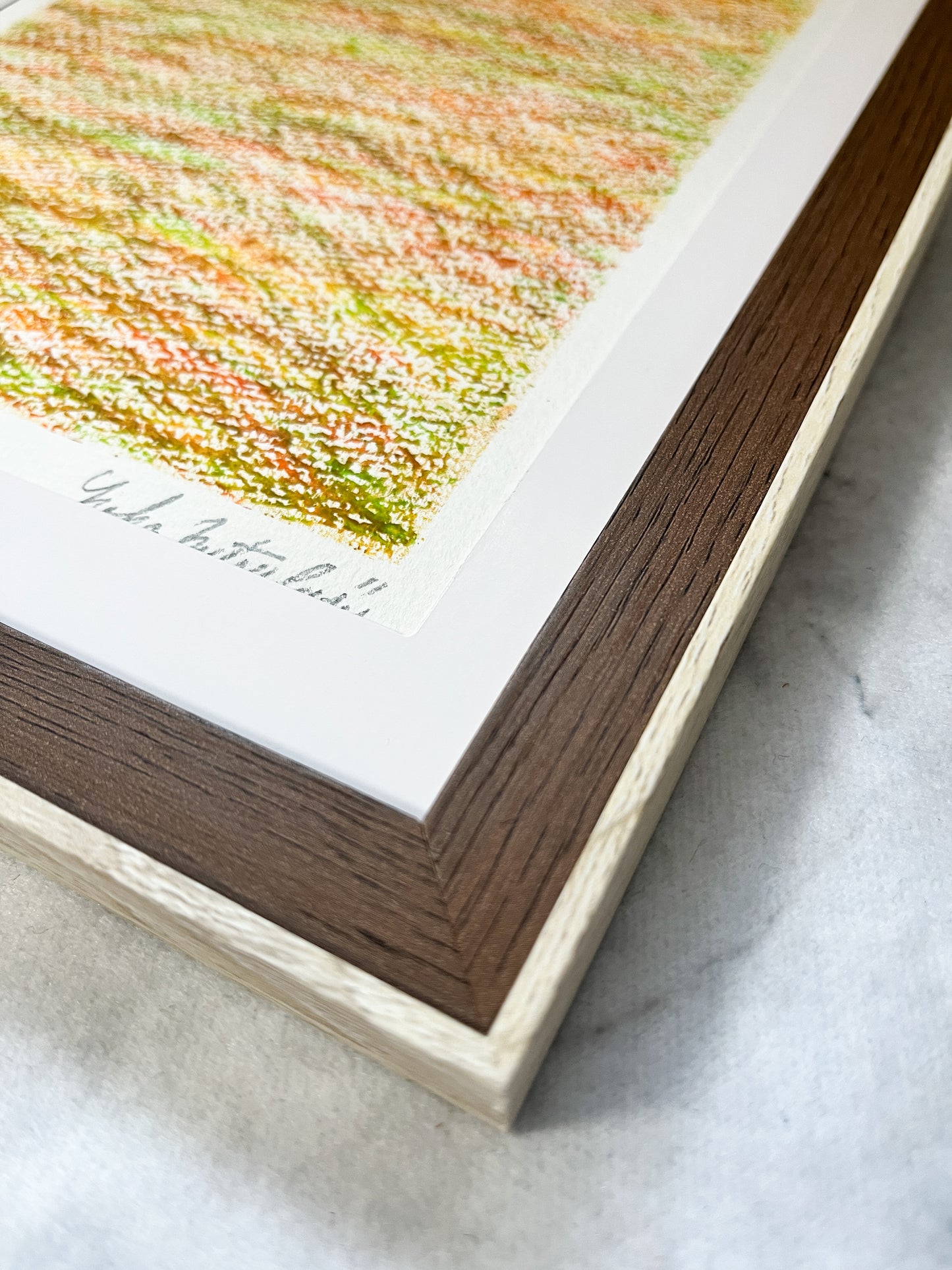 「メランジの世界#02  黄色」オイルパステル 抽象画 B5サイズ