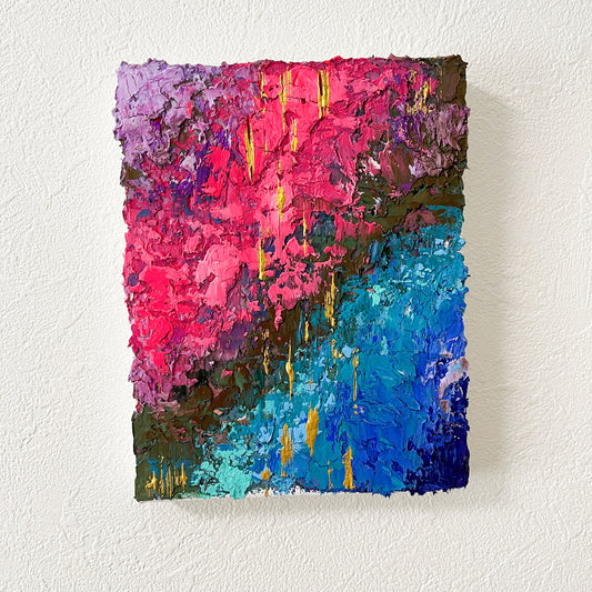 【Shopify限定】0号 ピンク×青 グラデーション 抽象画 【ハイライン】2作目|【Small Canvas】Dou Textured Marble Acrylic Painting (Highline Series) No.2