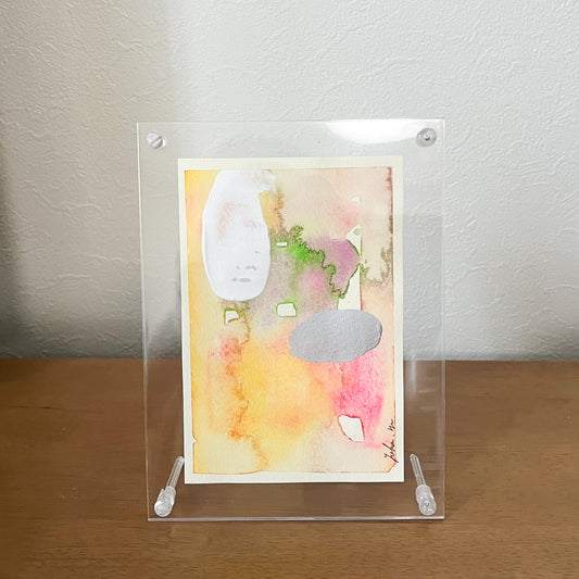 閾点での調和 01｜フレーム付き抽象水彩画 ハガキサイズ全5種｜Harmony at the Threshold 01 | Framed Abstract Watercolor