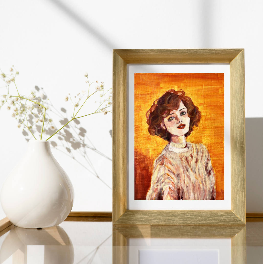 ミツフジユカ（光藤有佳）｜印刷した女性の肖像画のディスプレイサンプル / Yuka Mitsufuji | Display sample of the printed portrait of a woman artwork