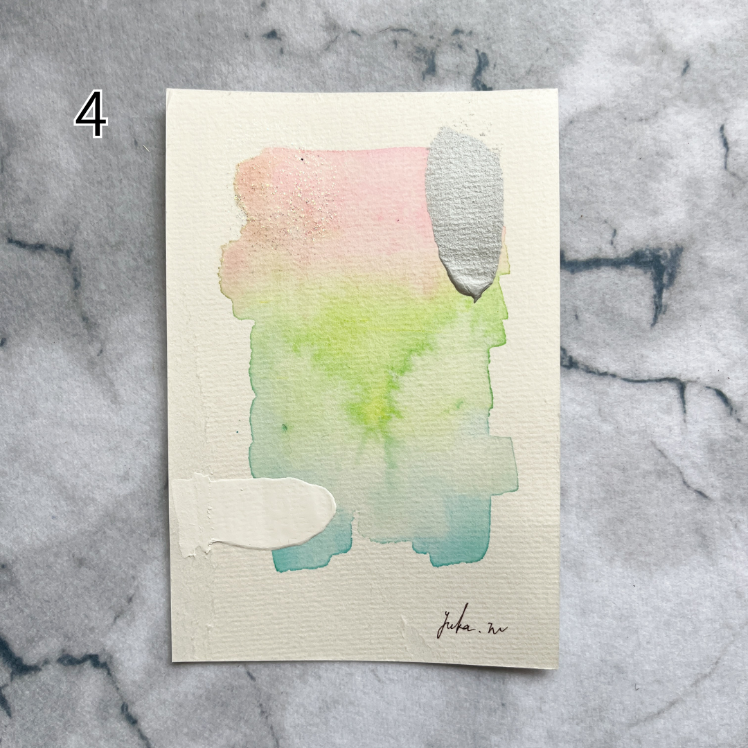 【集めよう！】ハガキサイズ 抽象画 水彩画 「光の記憶」（4枚から選択） | 【Let’s Collect! 】 Postcard-size Watercolor Abstract Painting (Choose 4)